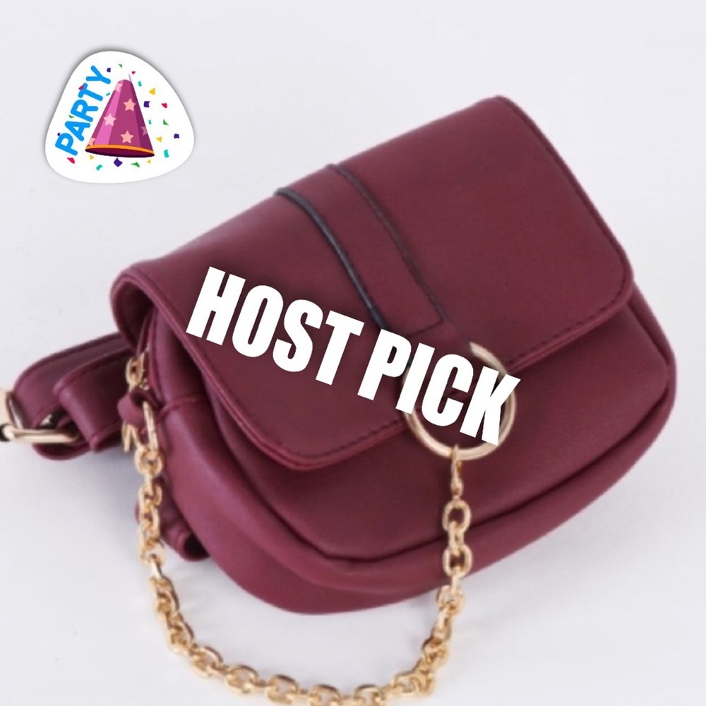 👛 HP 👛 Burgundy Faux Leather Mini crossbody bag